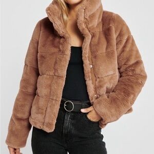 Abercrombie & Fitch Faux Fur Mini Puffer